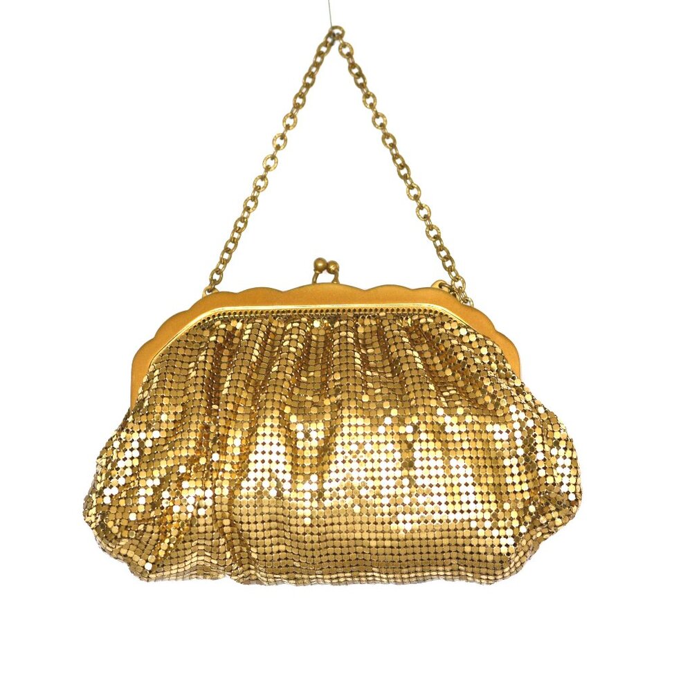 Whiting & Davis Vintage Gold Tone Mesh Evening Bag Number 2956 - USA